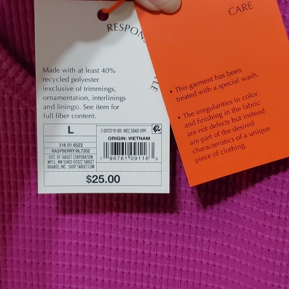 Knox Rose Purple Shirt Notch Neck Thermal Top Size Large NWT - Picture 5 of 5